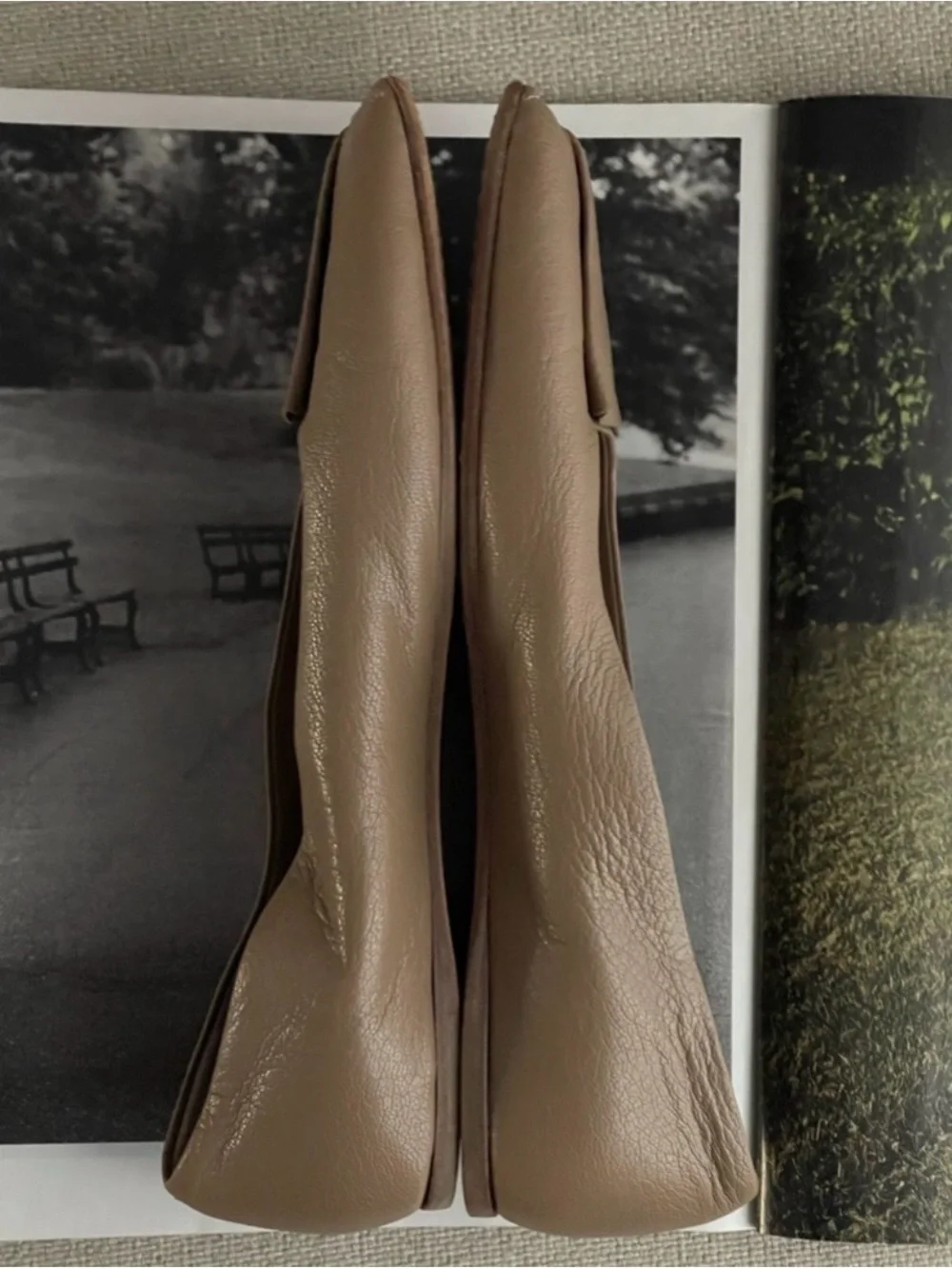 Jil Sander Beige Square-Toe Leather Flats